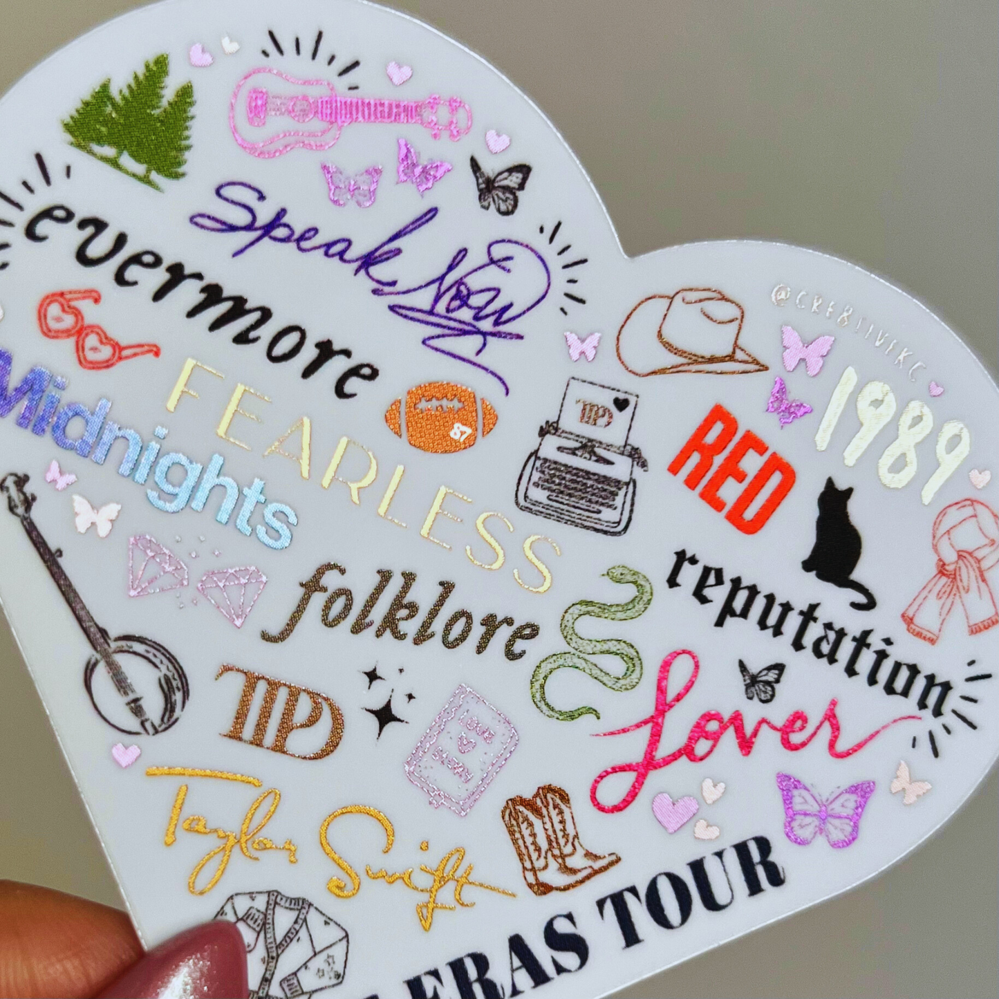 The Eras Tour Heart Matte Mirror Waterproof Sticker