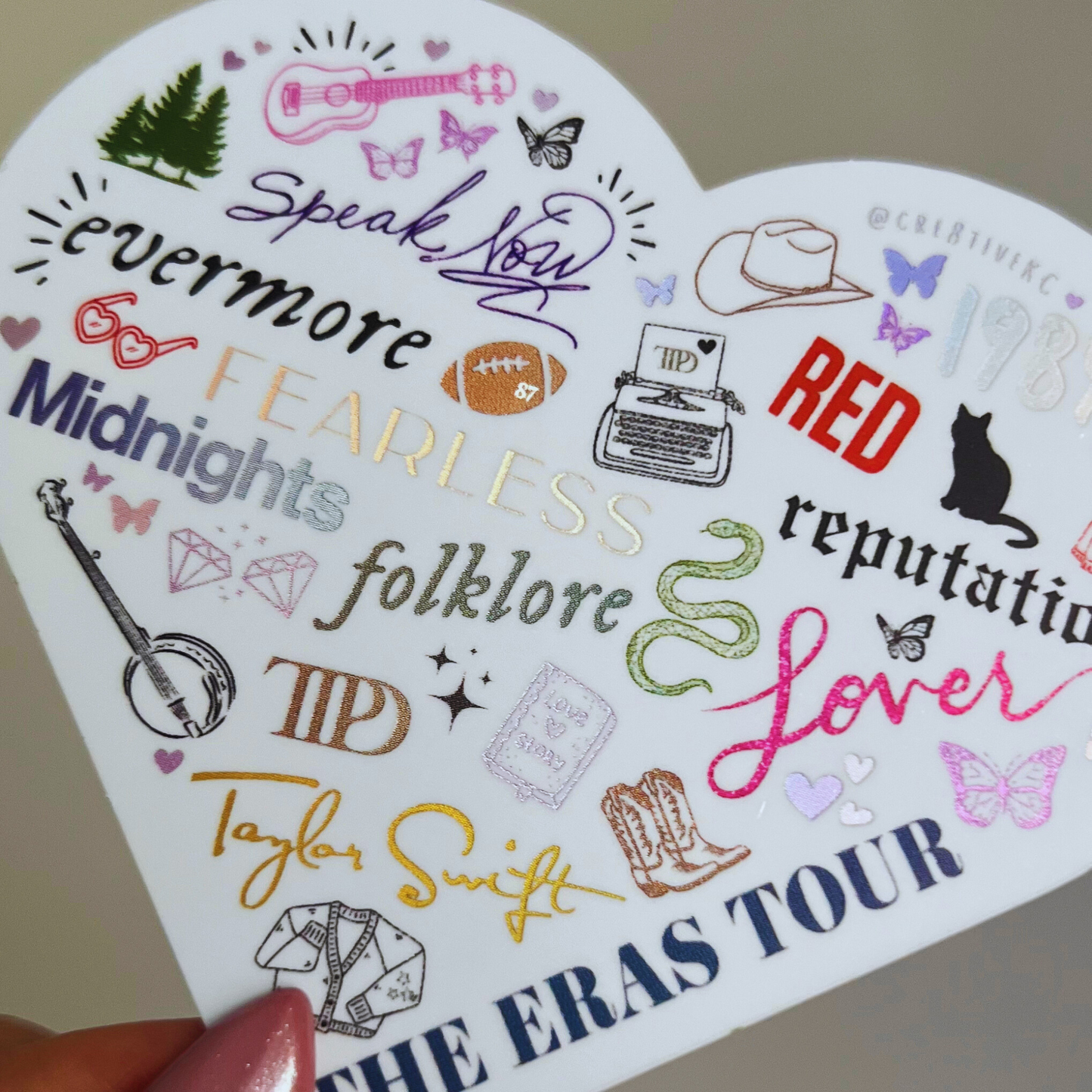 The Eras Tour Heart Matte Holographic Waterproof Sticker