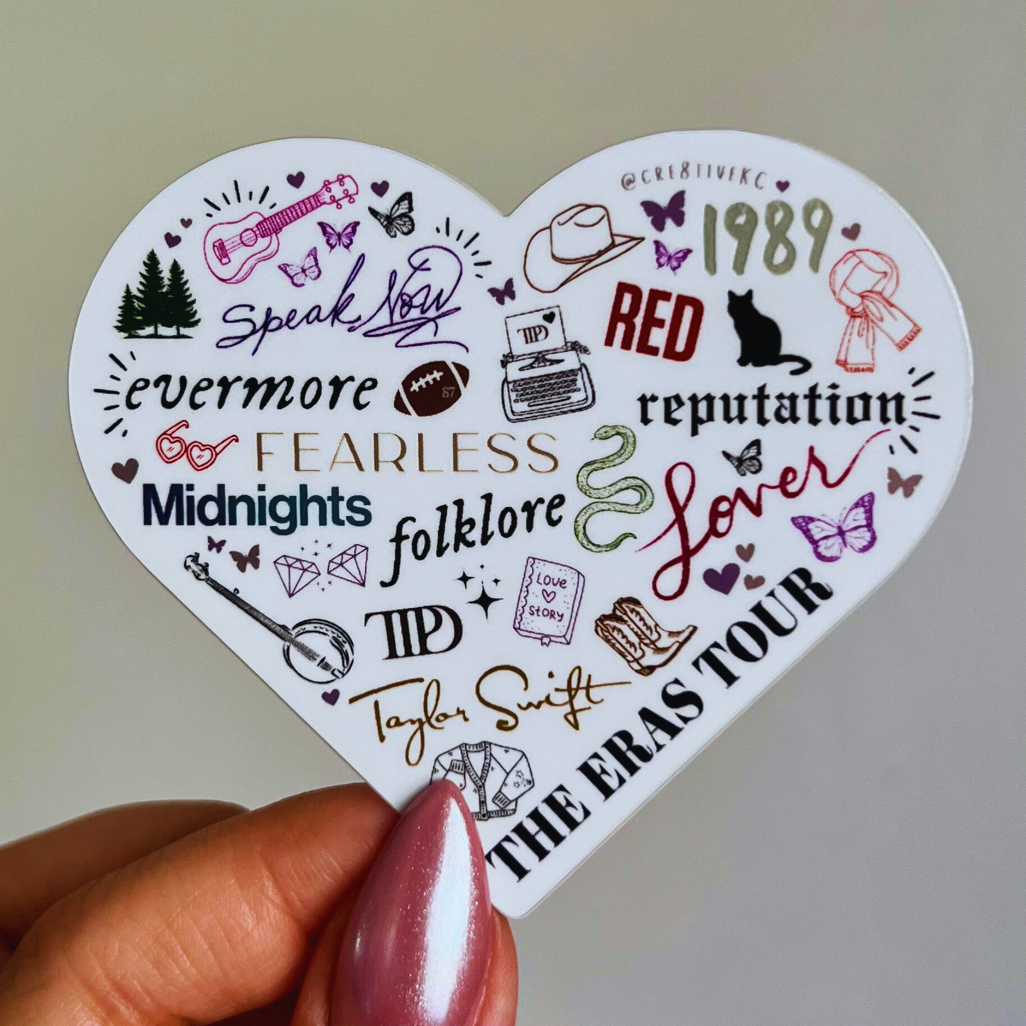 The Eras Tour Heart Matte Mirror Waterproof Sticker