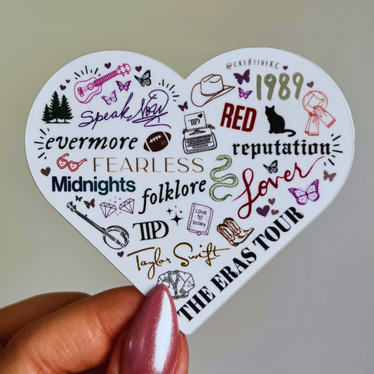 The Eras Tour Heart Matte Mirror Waterproof Sticker