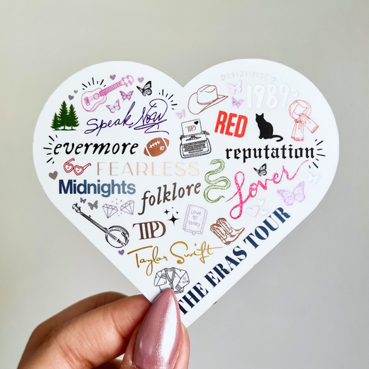 The Eras Tour Heart Matte Holographic Waterproof Sticker