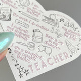 Teacher Heart Affirmation Raised Spot UV Sticker