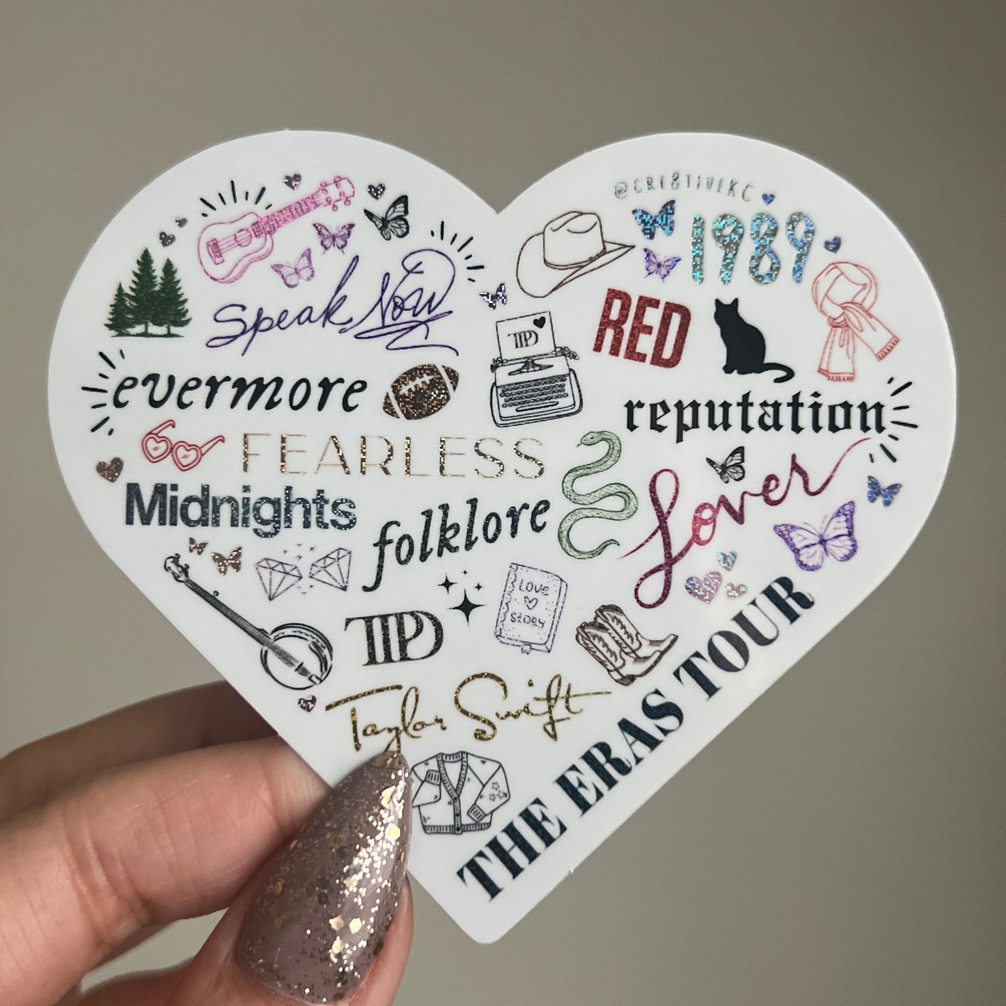 The Eras Tour Heart Matte Holographic Waterproof Sticker