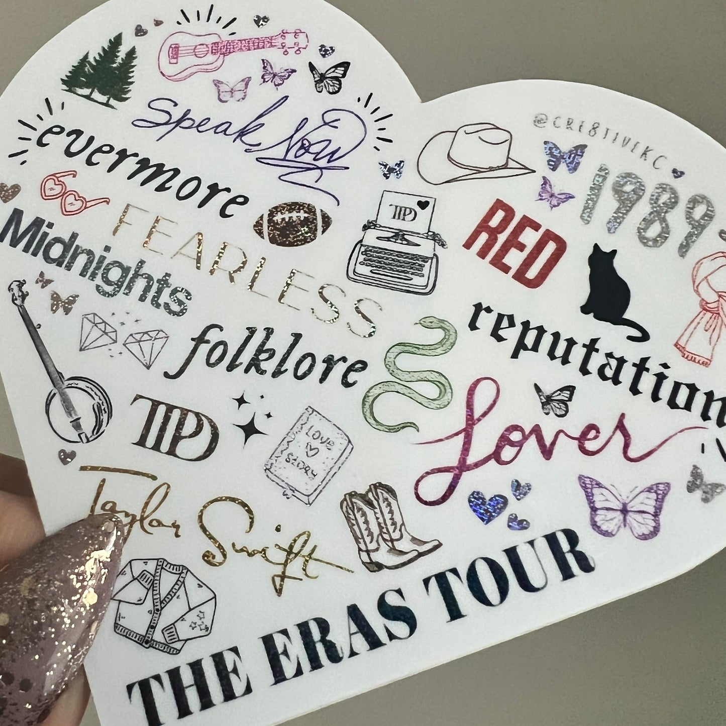 The Eras Tour Heart Matte Holographic Waterproof Sticker