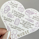 Nurse Heart Affirmation Purple Matte Holographic Waterproof Sticker