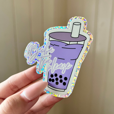 Boba Tea Please Taro Glitter Sticker