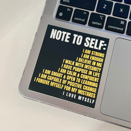 Note To Self: Daily Affirmations Matte Mirror Waterproof Sticker