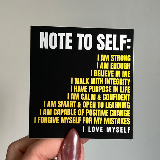 Note To Self: Daily Affirmations Matte Mirror Waterproof Sticker