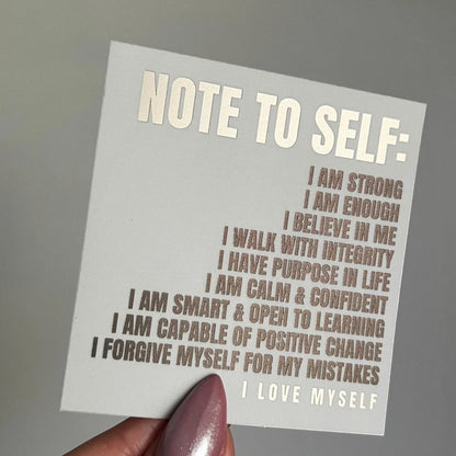 Note To Self: Daily Affirmations Matte Mirror Waterproof Sticker