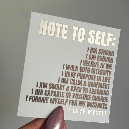 Note To Self: Daily Affirmations Matte Mirror Waterproof Sticker