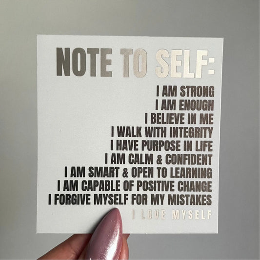 Note To Self: Daily Affirmations Matte Mirror Waterproof Sticker