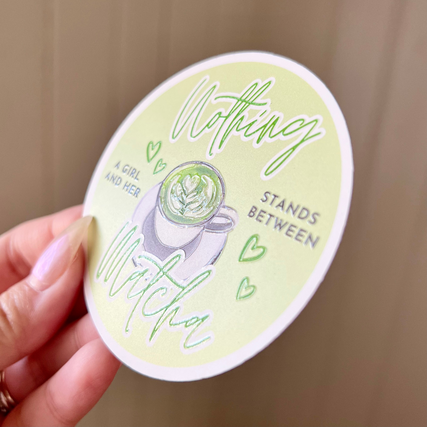 Matcha Tea Latte Lover Raised Spot UV Sticker